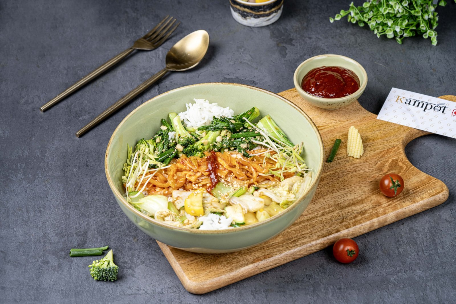 Kampot Veg Bibimbap bowl at the Haralur Pan Asian restaurant