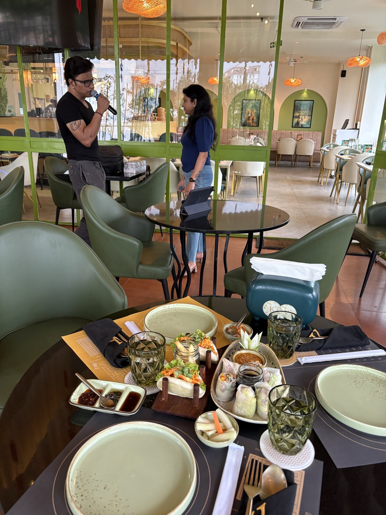 A table set for Pan-Asian dining at Kampot