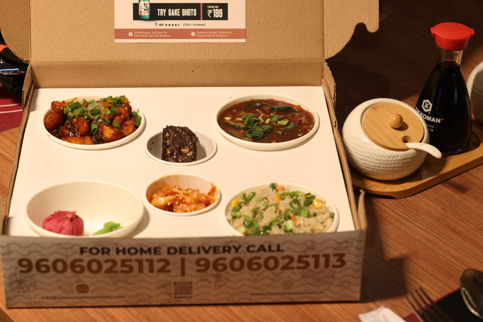 Open Kampot Pan-Asian corporate meal box prepared for office catering in Bangalore