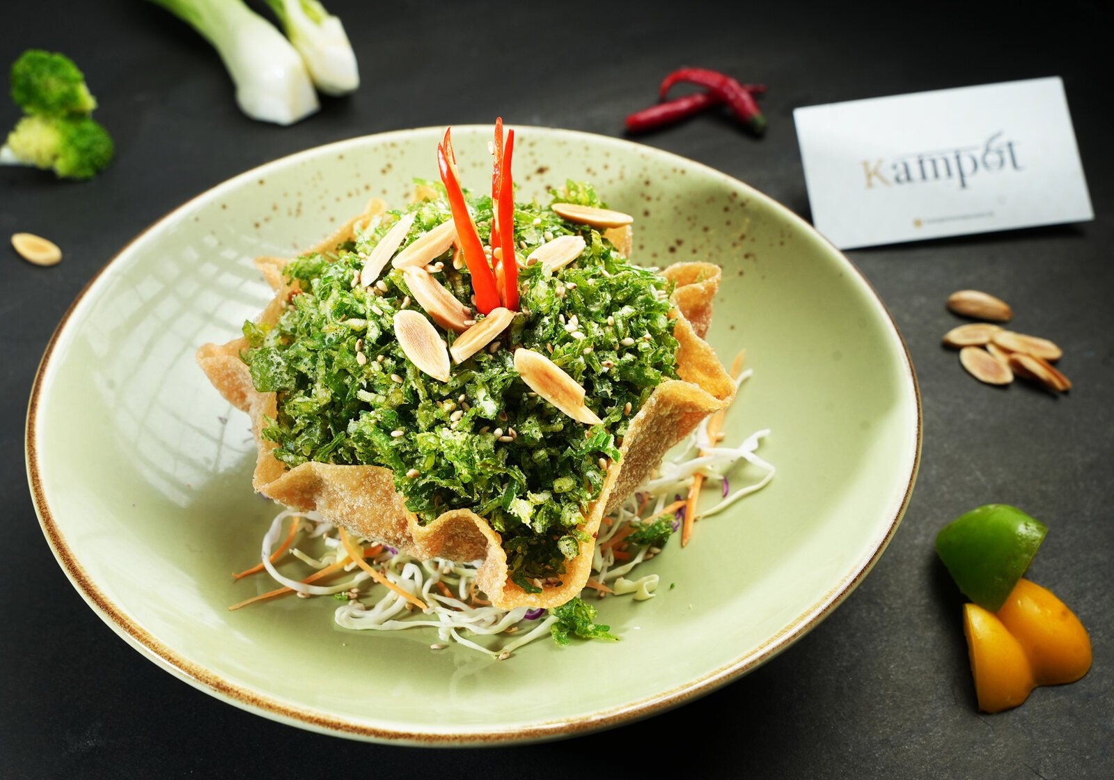 Kampot Crackling Spinach with almonds and sesame in Bengaluru