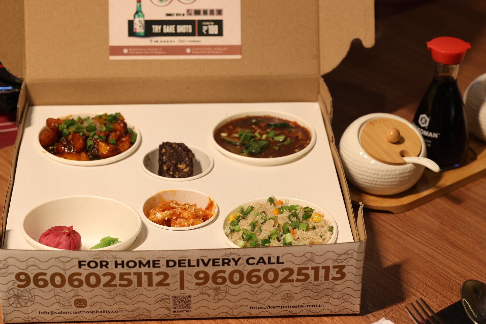 Kampot bento box prepared for a corporate client lunch in Bengaluru