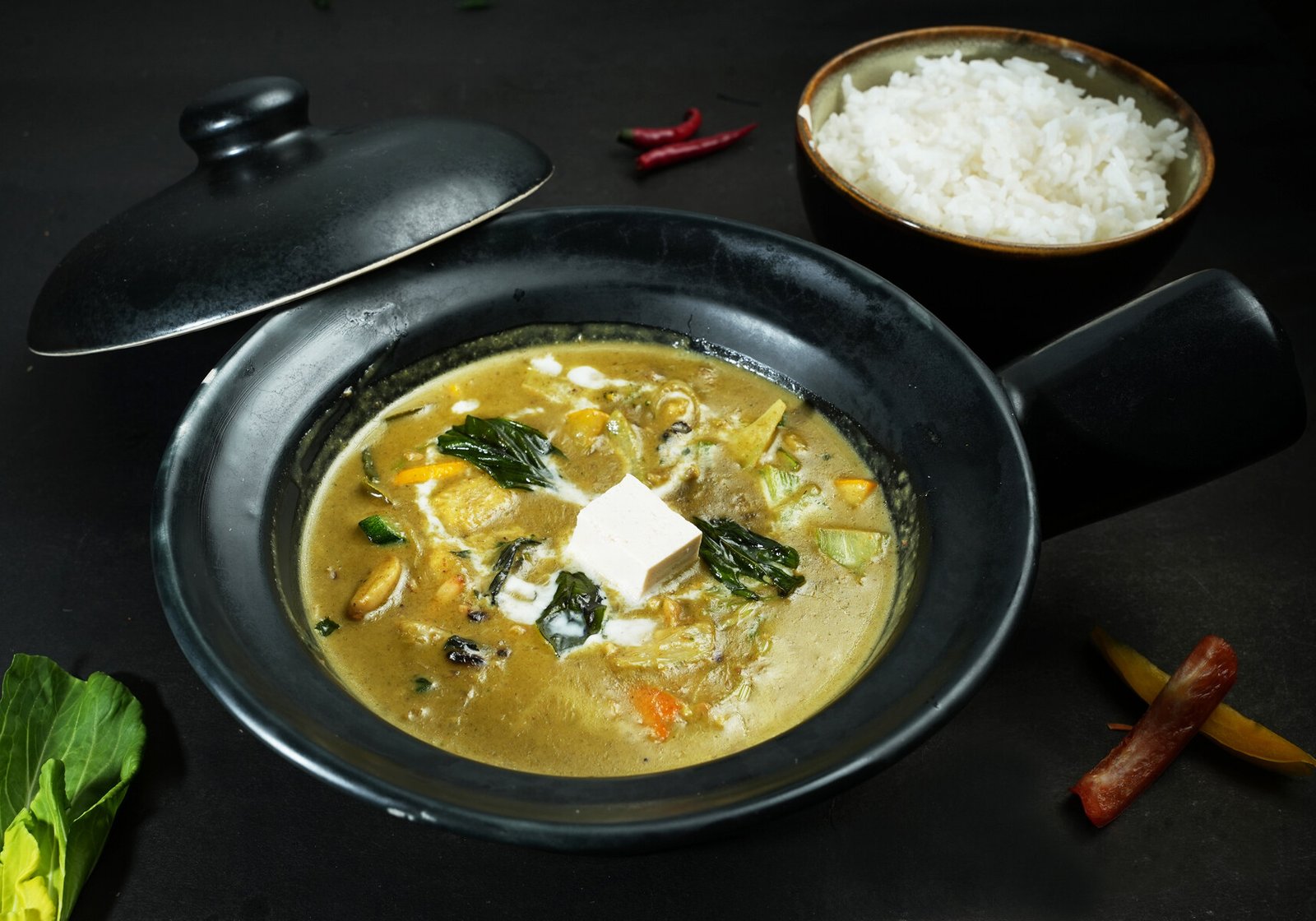 Kampot vegetable curry and steamed rice for a Kasavanahalli-area meal at Haralur